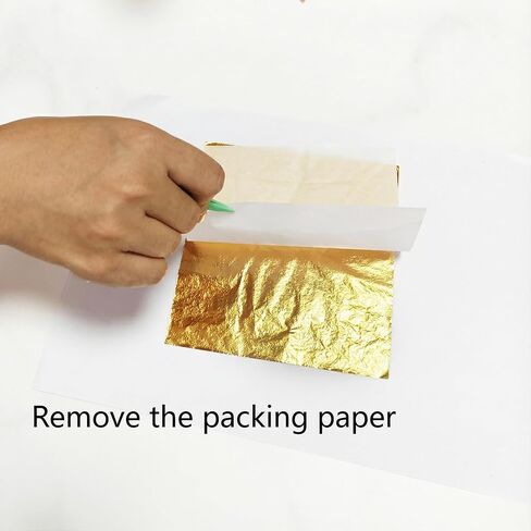 Homepal 100pcs Imitation Gold Leaf for Arts, Gilding Crafting, Painting, Furniture Decoration, Imitation Gold Foil Sheets 5.5" x 5.5" in Kuwait