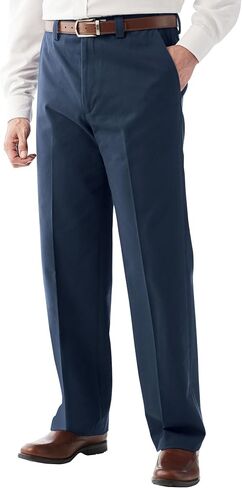 KingSize Men's Big & Tall Relaxed Fit Wrinkle-Free Expandable Waist Plain Front Pants in Kuwait