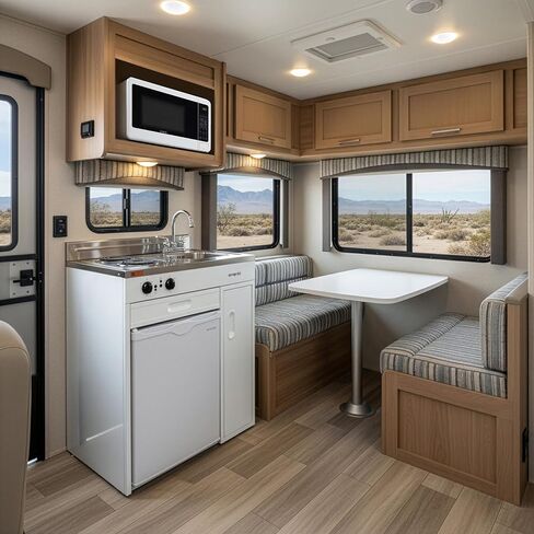 Avanti CK3016 30" Energy Star Certified Full Compact Kitchen, Built in Kitchenette Stainless Steel Counter, Two Element Cooking Range, Refrigerator & Storage, White in Saudi Arabia