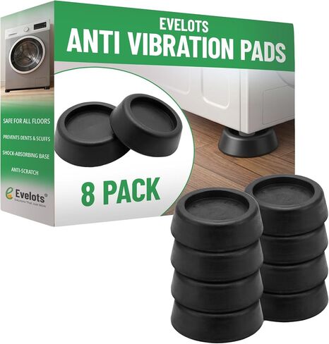 Evelots 8 Pack Rubber Anti Vibration Pads-Shock Support for Washer/Dryer, Universal Fit-Dampens Noise-Prevents Walking/Skidding in Kuwait