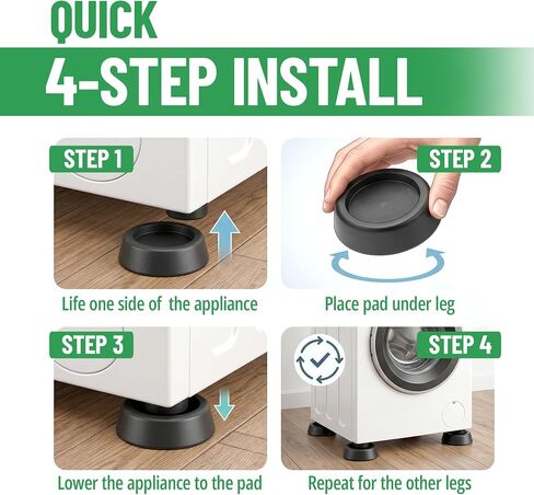 Evelots 8 Pack Rubber Anti Vibration Pads-Shock Support for Washer/Dryer, Universal Fit-Dampens Noise-Prevents Walking/Skidding in Kuwait
