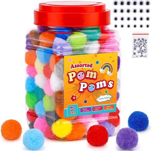 MORFEN 900 Pcs Multicolor Pom Poms, Pom Poms for Crafts Craft Pompoms in Kuwait