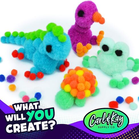 2200 Pieces - Pom Poms Balls for Craft Supplies - Large and Small Assorted Colored Fuzzy Pompoms with 200 Googly Eyes in Kuwait