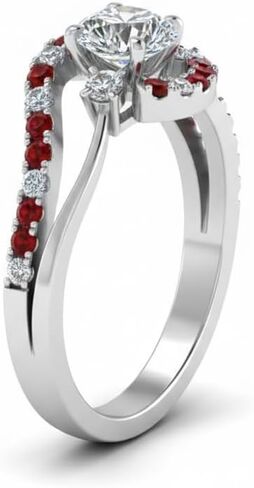 Jewelryonclick اختر الأحجار الكريمة الخاصة بك دوامة 3 حجر الماس تشيكوسلوفاكيا خاتم الخطوبة الفضة الاسترليني شكل دائري الجانب حجر خواتم الخطبة خفيفة الوزن ارتداء مكتب المجوهرات اليومية هدية الولايات المتحدة حجم 4 إلى 12 in Kuwait