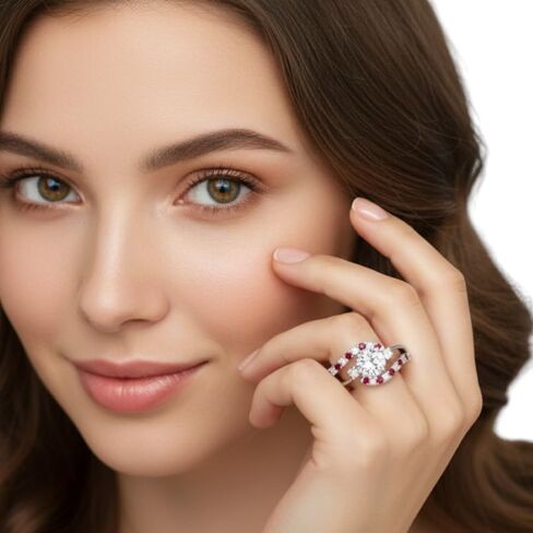 Jewelryonclick اختر الأحجار الكريمة الخاصة بك دوامة 3 حجر الماس تشيكوسلوفاكيا خاتم الخطوبة الفضة الاسترليني شكل دائري الجانب حجر خواتم الخطبة خفيفة الوزن ارتداء مكتب المجوهرات اليومية هدية الولايات المتحدة حجم 4 إلى 12 in Kuwait