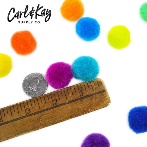 Carl & Kay [300 Pcs] 250 1 Inch Pom Poms & 50 Googly Eyes - Craft Pom Pom Balls - Pompoms for Crafts - Pom Pom for Crafts in Bright & Bold Assorted Colors - Large Pom Poms Arts and Crafts in Kuwait