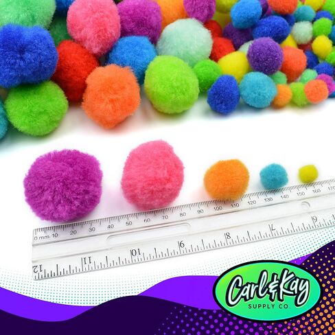 410 Pieces - Jumbo Pom Poms Balls for Craft Supplies - 360 Assorted Large and Small Colored Fuzzy Pompoms with 50 Googly Eyes in Kuwait