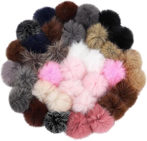4.5" Fluffy Faux Fur Pom Poms for Hat Knitting & Crochet Accessories, 20Pcs in Kuwait