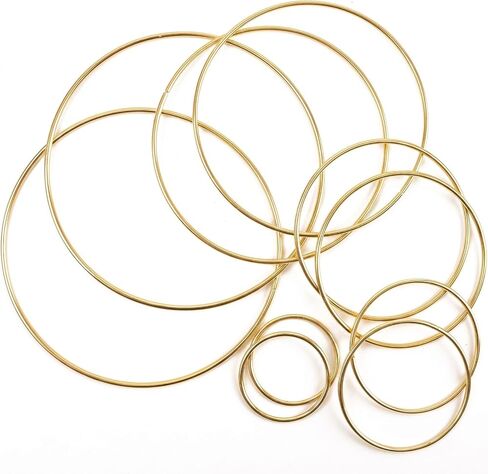 Bigotters Dream Catcher Rings ، 10pcs الزهور Macrame Rings Gold Metal Floral Hoops لصنع الحرف الزفاف الزهور الجدار المعلقة ، 5 أحجام (2 "x2 ، 3" x2 ، 4 "x2 ، 5" x2 ، 6 "x2) in Kuwait