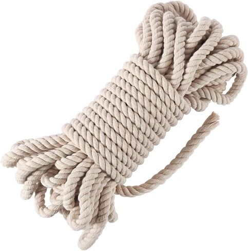 Tenn Well 8mm Macrame Cord, 59 Feet 3Ply Twisted Craft Cotton Rope Thick Nautical Rope for Crafts, Wall Hangings, Plant Hangers, Knotting, Rope Basket Making (Beige) in Saudi Arabia