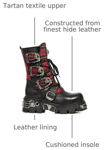 New Rock Boots 391T-S1 Mens Tartan Metallic Black Leather Platform Goth Boot in Saudi Arabia