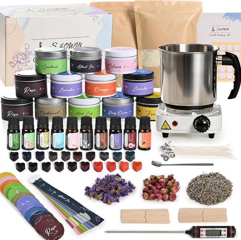 SHOWIN Candle Making Kit, DIY Candle Making Supplies for Adults, Starter Soy Wax Candle Kit with Wax Melter, Jars & Tins, Scented Home Decoration in Saudi Arabia