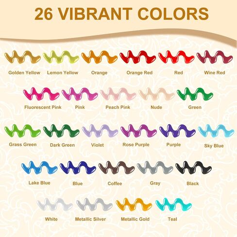 Candle Wax Pen 26 Colors Set - 3D Candle Paint with Glitter Gold Silver, Smooth Drawing Wax Pen for DIY Candle Making, Birthday, Wedding Party, Non-Toxic, Fast-Drying, Long-Lasting Color - 0.35oz/10ml in Kuwait