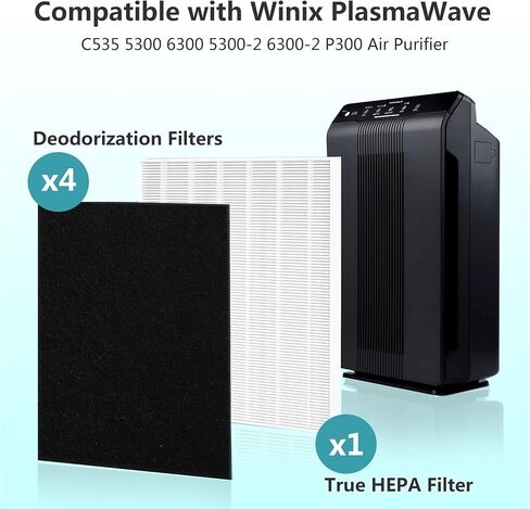 115115 Size 21 Filter A Compatible with Winix PlasmaWave Air Purifier C535, 5300, 5300-2, 6300, 6300-2, AM90, P300, True HEPA Filter with 4 Activated Carbon Filters in Saudi Arabia