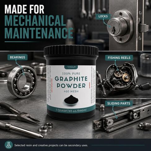 1 Quart Microfine Pure Graphite Powder, Excellent Dry Powdered Graphite Lubricant for Locks, Bearings, Fishing Reels, Etc. Also Enhances Bearing Corrosion Resistance - by TITGGI in Kuwait