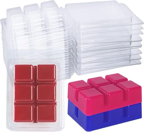 100 Packs Wax Melt Clamshells Molds, Clear Empty Plastic Cube Tray for Wickless Tarts Candles. in Kuwait