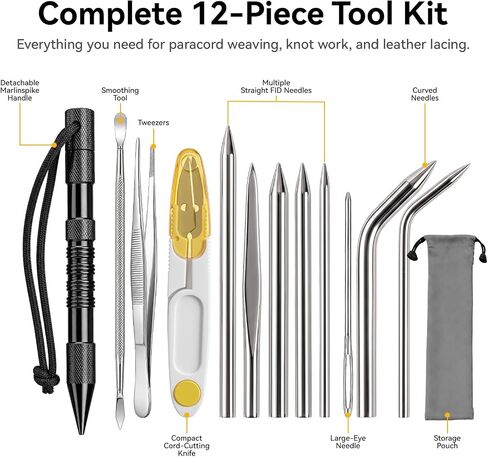 Hanmir 12-Piece Paracord FID Tool Kit with Marlinspike and Lacing Needles in Kuwait
