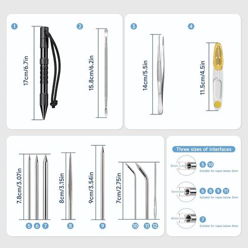 Hanmir 12-Piece Paracord FID Tool Kit with Marlinspike and Lacing Needles in Kuwait