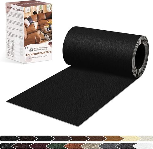 KING MOUNTAIN Leather Repair Patch,4 x 63 Inches self Adhesive Leather Repair Tape for Damaged Leather Furniture, Sofa Seating,Car Seats, Leather Goods(Black) in Saudi Arabia