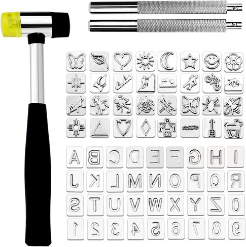 Leather Stamping Tools with Rubber Hammer Saddle Making Stamp Punch Set in Kuwait