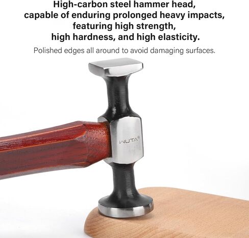 WUTA Leather Hammer Double Head Cobblers Hammer Mirror Polishing Carbon Steel Mallet for Professional Leather Craft Tool (gen 1) in Saudi Arabia