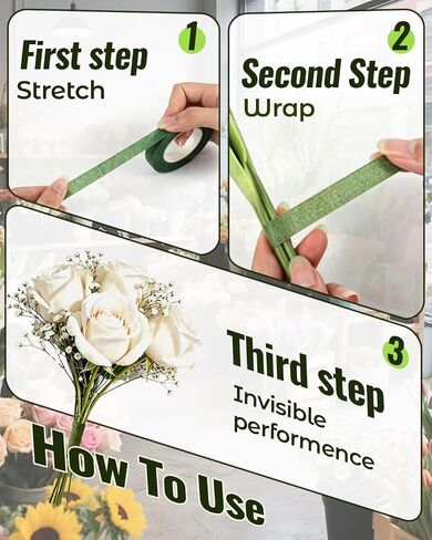 EFOK 12Rolls Floral Tape for Crafters: 1/2Inch x 30Yards Green Corsage Tape in Kuwait