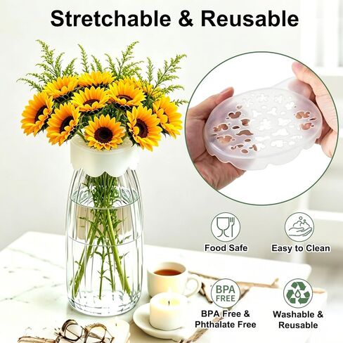 Silicone Flower Arranging Grid, 6-Pack Reusable Stretchy Vase Grid Fits 3-4 Inch Openings, Flexible Flower Frog for Bouquets, DIY Centerpieces, Wedding Party Decor in Saudi Arabia