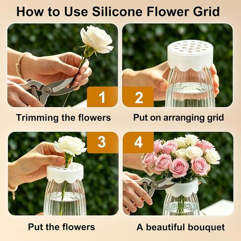Silicone Flower Arranging Grid, 6-Pack Reusable Stretchy Vase Grid Fits 3-4 Inch Openings, Flexible Flower Frog for Bouquets, DIY Centerpieces, Wedding Party Decor in Saudi Arabia