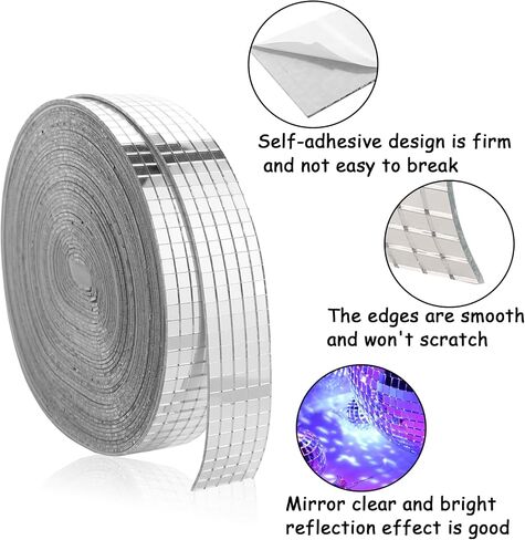 Disco Ball Mirror Tiles Self Adhesive Disco Ball Tapes Stickers Small Square Mirror Mosaic Tiles for Crafts and DIY Decoration Accessory (10000 Pcs) in Kuwait