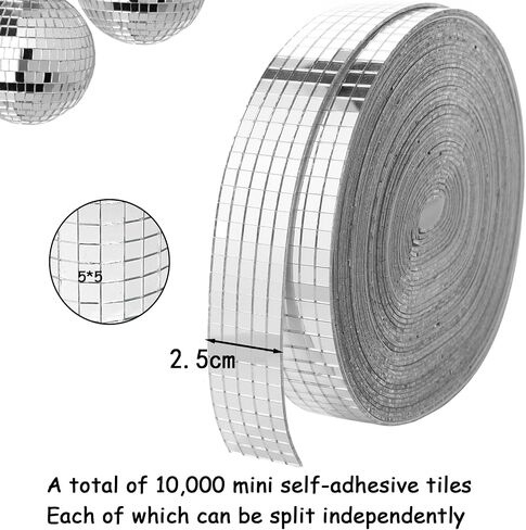 Disco Ball Mirror Tiles Self Adhesive Disco Ball Tapes Stickers Small Square Mirror Mosaic Tiles for Crafts and DIY Decoration Accessory (10000 Pcs) in Kuwait
