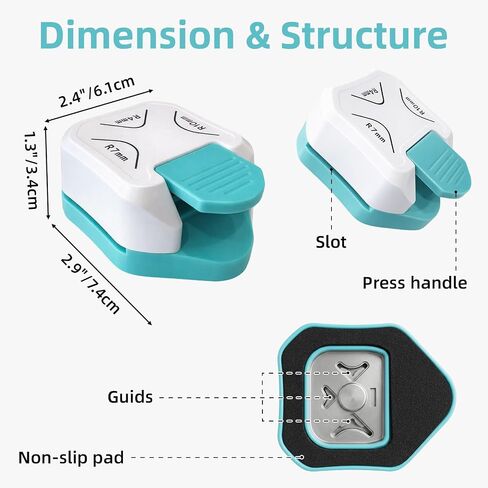 Paper Corner Cutter Set, 2 Pcs 3-in-1 Paper Corner Rounder Punch (R4/R7/R10mm) & Decorative Corner Punch, Round Corner Punch for Cardstock, Cards, Photos, Business Cards, Scrapbooks in Saudi Arabia