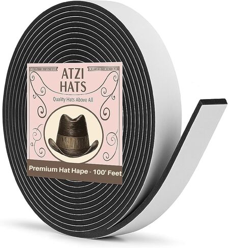 Hat Tape Roll 1200" (100 Feet) Black - Hard Hats Size Reducer Foam Filler - Cap Sizing Strip Insert - for Fedora, Baseball Caps, Pana, Straw, Cowboy, Western in Kuwait