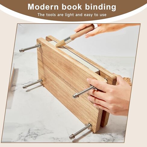 FUXAFU 50 Pcs Book Binding Kits, 13"x7.9" Inch Wooden Book Press，Books Binding Materials, with Bone Folder, Awl, Needles for DIY Bookbinding, BookRepair, Handmade Crafts in Saudi Arabia