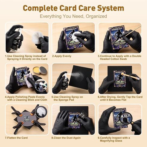 TURNRISE Card Cleaning Kit for Trading Cards, Complete Card Care Kit with Cleaning Spray, Microfiber Cloth, Brush & Polishing Tools, Safe Cleaner for Pokémon, Sports Cards & TCG Collections in Kuwait