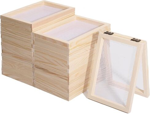 Worown 16 Sets A6 Natural Wood Papermaking Frames, Paper Making Screen Mold in Kuwait