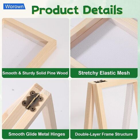 Worown 16 Sets A6 Natural Wood Papermaking Frames, Paper Making Screen Mold in Kuwait