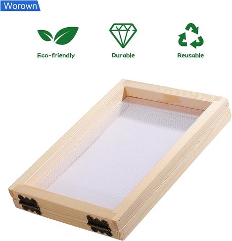 Worown 16 Sets A6 Natural Wood Papermaking Frames, Paper Making Screen Mold in Kuwait