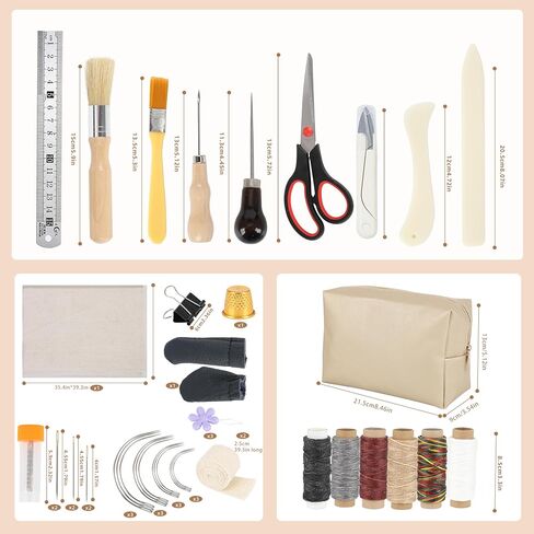 FUXAFU 50 Pcs Book Binding Kits, 14.7"x11.4" Inch Wooden Book Press，Books Binding Materials, with Bone Folder, Awl, Needles for DIY Bookbinding, BookRepair, Handmade Crafts in Saudi Arabia