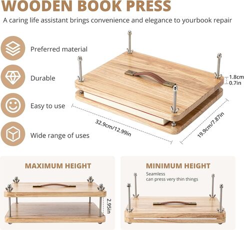 FUXAFU 50 Pcs Book Binding Kits, 14.7"x11.4" Inch Wooden Book Press，Books Binding Materials, with Bone Folder, Awl, Needles for DIY Bookbinding, BookRepair, Handmade Crafts in Saudi Arabia