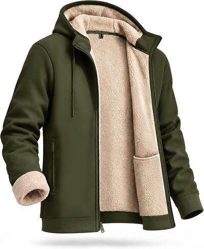 Boladeci Men's Full Sherpa Hoodie Zip Up Sweatshirts Winter Heavyweight Thermal Warm Thick Fleece Cotton Hoodie in Saudi Arabia