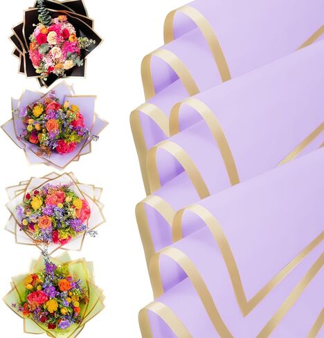 the florist Supply 20 Sheets Premium Flower Wrapping Paper | Waterproof Flower Wrapping Paper for Bouquets | Double Sided Floral Bouquet Sheets | DIY Gifts Colorblend Kraft Look in Kuwait