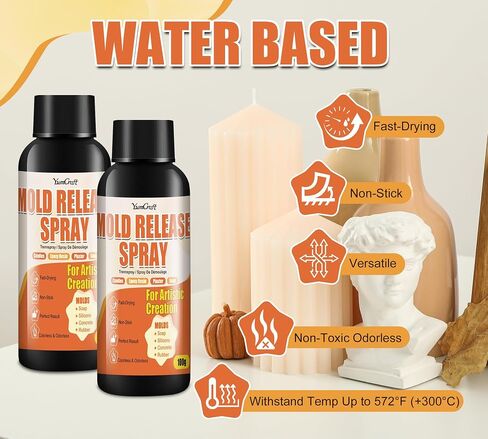 7 oz Silicone Mold Release Spray, Water Based Odorless Fast Drying Releaser, Non-Stick No Oily Residue for Epoxy Resin, Candle Making, Soap, Plaster, Silicone & Plastic Molds, Extend Mold Lifespan in Saudi Arabia