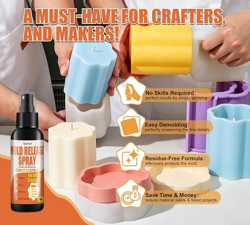 7 oz Silicone Mold Release Spray, Water Based Odorless Fast Drying Releaser, Non-Stick No Oily Residue for Epoxy Resin, Candle Making, Soap, Plaster, Silicone & Plastic Molds, Extend Mold Lifespan in Saudi Arabia