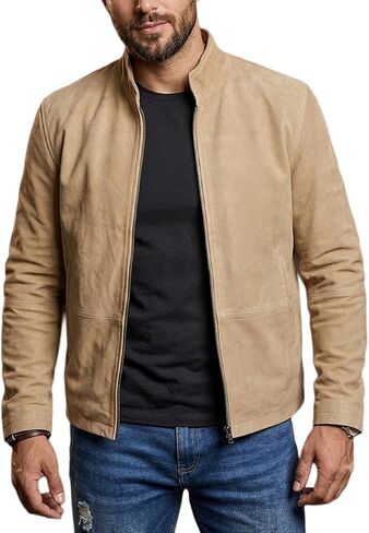 LP-FACON Mens Morocco Daniel Blouson Brown Suede Leather Jacket in Kuwait