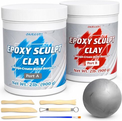 1 lb White Epoxy Putty Sculpt Clay, 1:1 Self Hardening 2 Part Modeling Clay in Kuwait