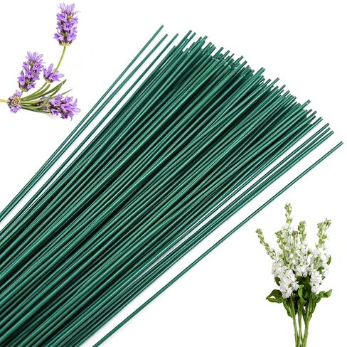 100 Pcs Floral Stems Wire for Paper Flower,14 Inch 2 Gauge Dark Green Floral Stem Wire,Crafting Floral Stem for Flower Arrangements DIY,Bouquet Stem Wrapping and Crafts in Saudi Arabia