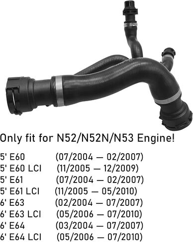 Jaronx Compatible with BMW Engine Upper Radiator Hose Coolant Water Hose Pipe, From Engine To Radiator for 1' E82/E87/E88,3' E90/E91/E92/E93,X1 E84,Z4 E89 (N51/N52/N52N/N53)-Replace for 17127531579 in Kuwait