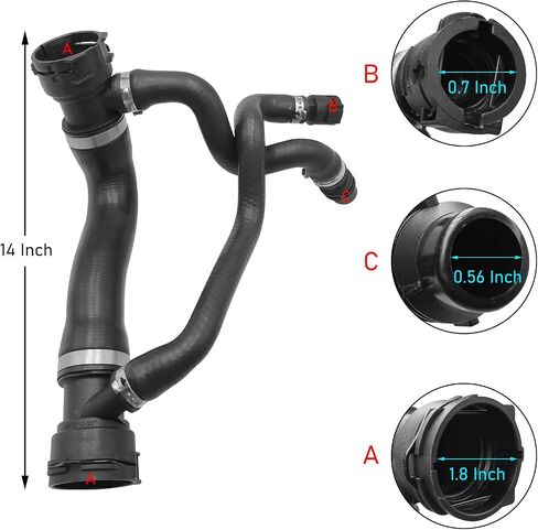 Jaronx Compatible with BMW Engine Upper Radiator Hose Coolant Water Hose Pipe, From Engine To Radiator for 1' E82/E87/E88,3' E90/E91/E92/E93,X1 E84,Z4 E89 (N51/N52/N52N/N53)-Replace for 17127531579 in Kuwait