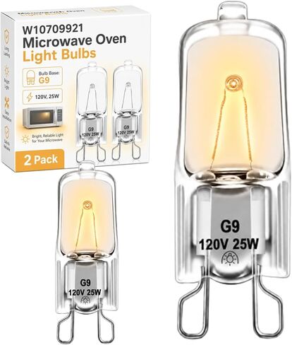 W10709921 Microwave Oven Light Bulbs G9 Compatible with Whirlpool/Kitchenaid/Jennair/Maytag Replace for W10208564 W10112515 AP5983626 PS11722423 AH2338904 (2 Pack) in Kuwait