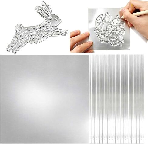 100 Sheets Metal Embossing Foil Sheets for Crafts - 6x6 inch Heavy Duty Embossed Aluminum DIY Crafting Silver foil for Engraving, Embossing, Painting, Mounting and Art Crafts, 0.07mm/2.76mil Thickness in Saudi Arabia